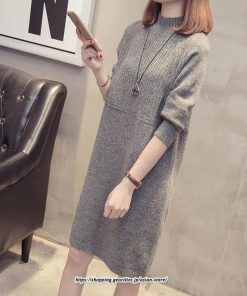 マキシ | ニットワンピース ワンピース レディース チュニック ハイネック ひざ丈 ゆったり セーター 暖か 無地 着痩せ キレイめ おしゃれ 上品 通勤 フェミニン