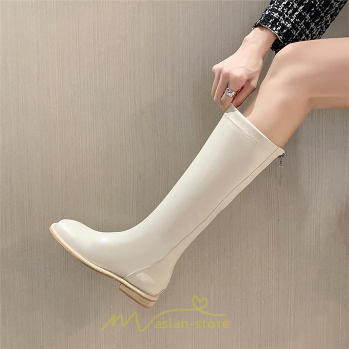 ロングブーツ | レディース ロング丈 太ヒール スクエアトゥ トレンド PU 黒 シンプル コスプレ 美脚 おしゃれ 歩きやすい 履きやすい 滑にくい かわいい