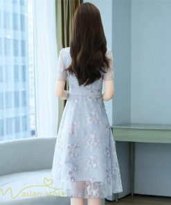 ミディアム | ワンピース エレガント レディース 膝丈 カジュアルワンピース 春 サマーワンピース 夏 新作 半袖 きれいめ グレー カジュアル 大きいサイズ お出かけ 花柄