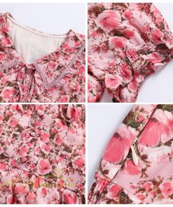 ミディアム | ワンピース レディース Aライン カジュアル Vネック サマー 半袖 ひざ丈 ミディアムワンピース 大きいサイズ 上品 花柄 着痩せ サマーワンピース 夏服