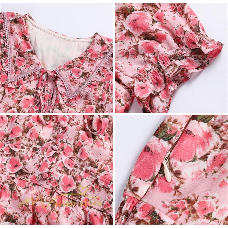 ミディアム | ワンピース レディース Aライン カジュアル Vネック サマー 半袖 ひざ丈 ミディアムワンピース 大きいサイズ 上品 花柄 着痩せ サマーワンピース 夏服