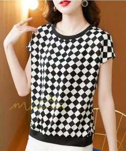 tシャツ・カットソー | Tシャツ トップス レディース 白トップス 40代 春夏 上品 半袖Tシャツ ブラウス カジュアル 韓国風 通勤 50代 ゆったりTシャツ カットソー 30代 チェック柄 OL