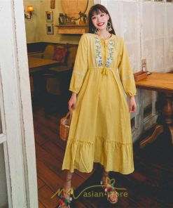 マキシ | ワンピース レディース ロング 夏秋 ゆったり 丸首 ナチュラル フレア ウィメンズ 女性用 同窓会 女子会 普段使い デート カジュアル 人気 Aライン 着やせ