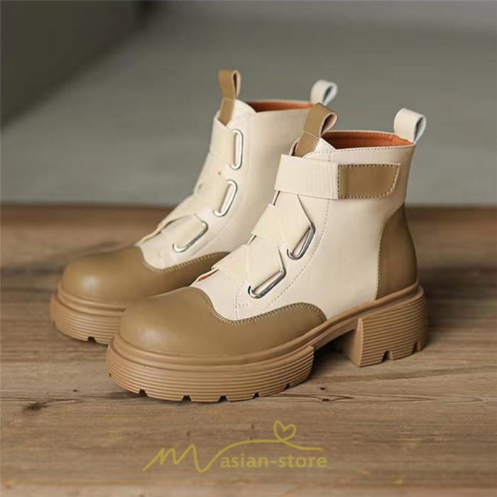 ショートブーツ | レディース 歩きやすい ワークブーツ 楽チン 痛くない ラウンドトゥ 美脚 厚底 カジュアル 通勤 通学 旅行 50代 30代 お出かけ 40代 20代