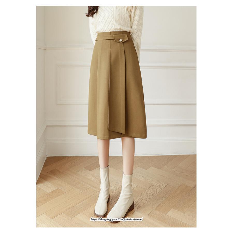 スカート | レディース 秋 冬 秋冬 ミモレ丈 膝丈 ロング 無地 ミディアム丈 ひざ丈 送料無料 Aライン ハイウエスト おしゃれ 通勤 通学 ラシャ 2022年秋冬 暖か