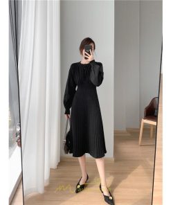 ニットワンピース | レディース 冬 きれいめ ロング おしゃれ 秋冬 長袖 送料無料 着痩せ 無地 通勤 提灯袖 可愛い パフスリーブ 20代30代40代50代