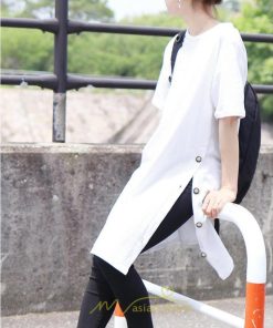 tシャツ・カットソー | Tシャツ レディース 半袖 ロングt 綿 ワンピース 無地 ラウンドネック トップス 麻 夏 ゆったり リラックス サイドスリット 20代30代 ロング丈 40代50代 可愛い