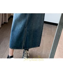 スカート | 秋デニムレディース 秋物 ロングミモレ丈 フロントスリット入れ ポケットあり スリム ストレート 無地 ボトムス キレイめ デニム お洒落