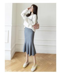 スカート | ロングレディース ウエストゴム きれいめ 会社 高身長 低身長 マーメイド 歩きやすい 着痩せ ニット 2022秋冬新作 セクシー 韓国ファッション 大人上品