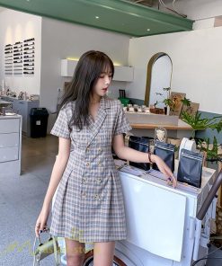 ミニ丈 | シャツワンピース レディース きれいめ チェック柄 夏新作 2021 コーデ カジュアルワンピ 韓国風 着痩せ 細身 日常感 レトロ 上品 アウトドア お出かけ デート