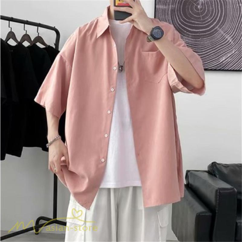 シャツ | 半袖 着痩せ 日常 おしゃれ カジュアル 韓国風 無地 新作 2021 夏コーデ ライトアウター ポケット 通勤通学 トップス ワイドゆったり 人気 上品