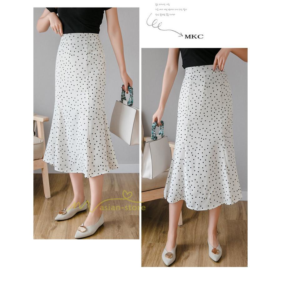 スカート | マーメイドマーメイド レディース ボトムス ロング丈 美シルエット ドット柄 シフォン20代30代40代 通勤通学 春夏 カジュアル 2022