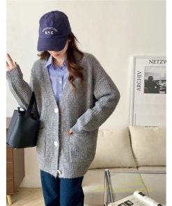 カーディガン | ニットフロントボタン レディース 2way 羽織り 秋冬 アウター ニットアウター セーター 長袖 トップス 通学通勤 20代30代 ゆったり ポケット
