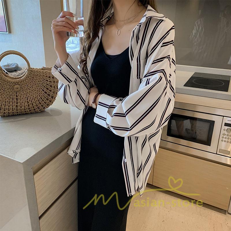 在庫ある | 短納期シャツレディースブラウス ビジネスカジュアルゆったりシャツトップス フォーマルシャツ オフィスブラウス ストライプ 薄手 通学通勤 春夏衣装 着痩せ