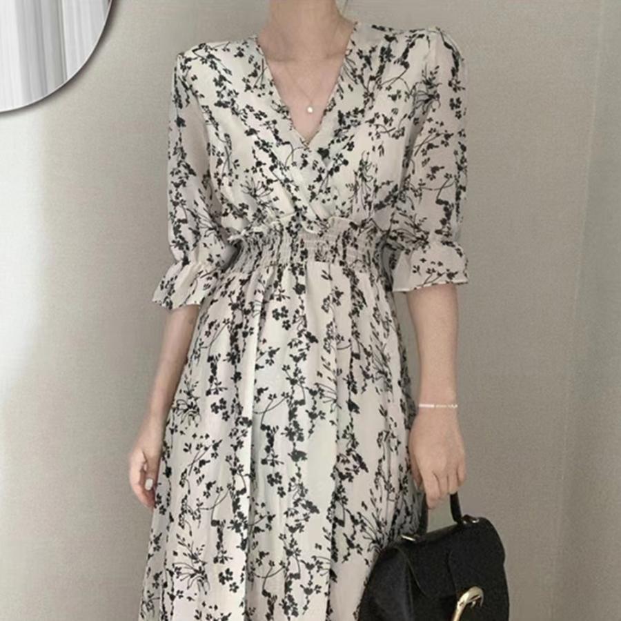 ワンピース | 花柄 フレアワンピース春夏カシュクール風