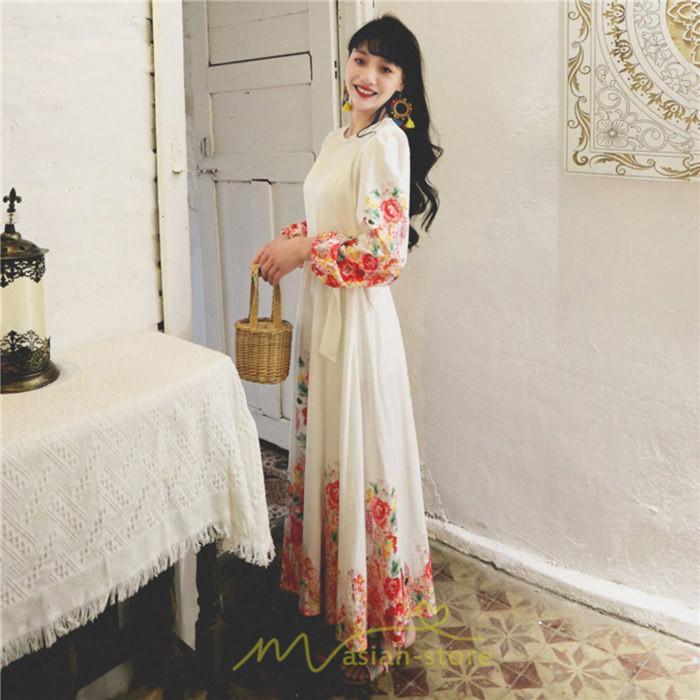 マキシ | ワンピース 長袖 夏 秋 レディース シフォン きれいめ ロング リゾート 体型カバー イベント デート 女子会 エスニック風 旅行 楽ちん 外出 ジャーニー