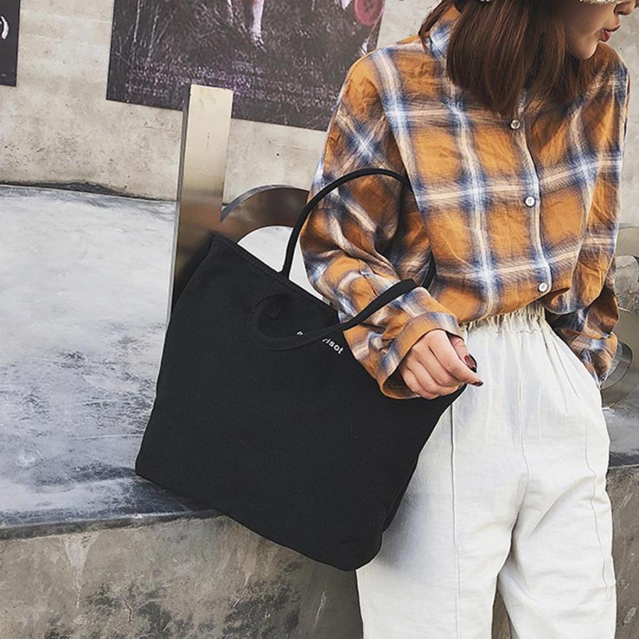 ハンドバッグ | カジュアル ファスナー付き トートバッグ キャンバス レディースバッグ 鞄 ロゴ