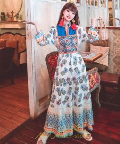 マキシ | ワンピース ロングワンピース マキシ丈 ロング丈 文芸風 長袖 ゆったり エスニック風 民族風 体型カバー フレア フェミニン 可愛い 着痩せ ナチュラル おしゃれ