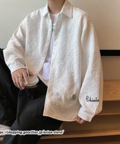 シャツ | ライトアウター メンズ 前開き 長袖 英字 シンプル ゆったり 大きいサイズ 秋 コーデ メンズスタイル 長袖5XL 新作 カジュアル カッコウイイ