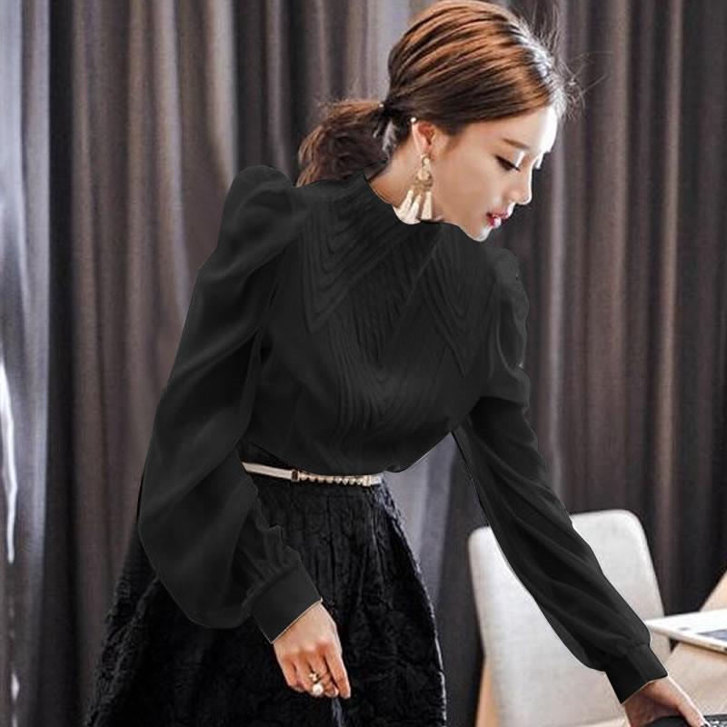 在庫ある | 短納期シフォンブラウスレディース パフスリーブシャツ ビジネスブラウストップス オフィスフォーマルシャツブラウス 薄手 春夏秋衣装 通学通勤 着痩せ 無地 OL