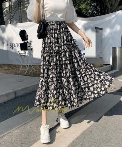 スカート | フレアロング レディース シフォンシフォン マキシマキシ 無地 体型カバー ウエストゴム マキシ丈 ひざ下 花柄 上品 膝下