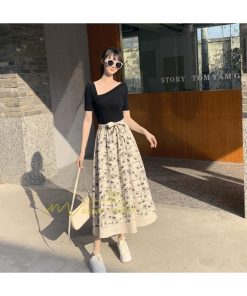 スカート | フレアロングレデイース リネンウエストゴム 綿麻混 マキシマキシ リゾート 体型カバー 上品 重ね着風