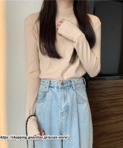 ニット・セーター | カットソー ニット レディース リブニット 長袖 秋冬 春 トップス スリム ストレッチ インナー 無地 プルオーバー 通学通勤 長袖ニット 長袖カットソー 着痩せ