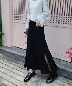 フレアスカート | ニットスカート レディース ハイウエスト フレアスカート