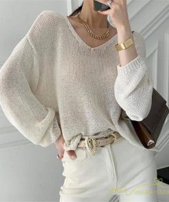 ニット・セーター | ニット サマーニット レディース トップス カットソー ニットソー Vネック 透かし編み 長袖 クルーネック Tシャツ ゆる 薄手 Tシャツ カジュアル リラックス