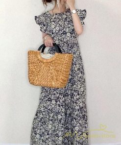マキシ | ワンピース レディース マキシワンピース 可愛い 春夏 春 夏 きれいめ ゆったり フレアスリーブ ワンピース 半袖 ロングワンピース 花柄 スリム 夏