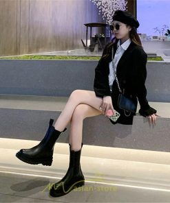 ミドルブーツ | ブーツ レディース グランドトゥ サイドゴア 裏起毛 痛くない 履きやすい 柔らかい 滑らない 通勤 通学 オフィス 美脚 2022新作 OL アウトドア