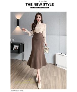 スカート | レディース フィッシュテール秋冬コーデ フレア AラインOL ビジネス カジュアル 大きいサイズ XL 20代 ラシャ 40代 上品 30代