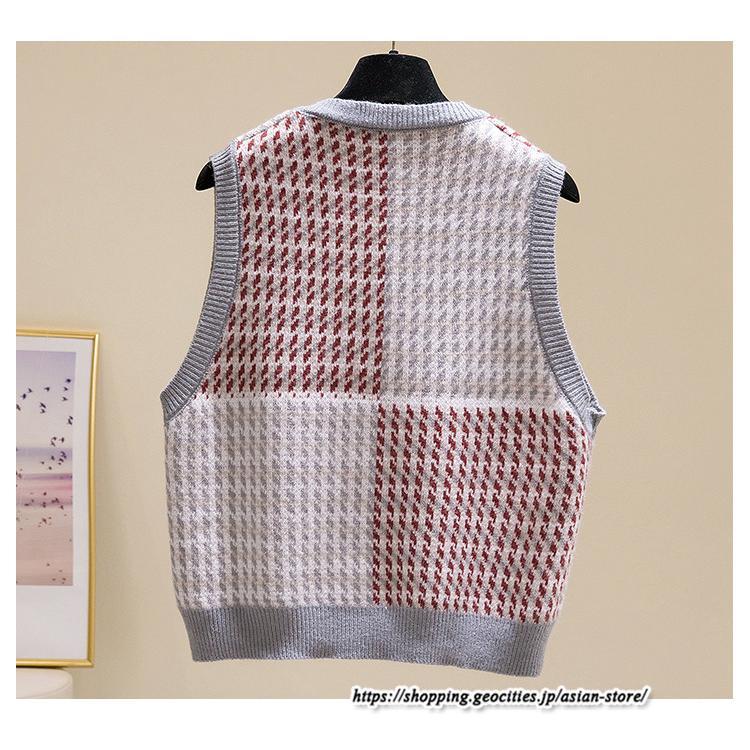 ベスト | ニットレディース トップス Vネック タンクトップ ノースリーブ 袖なし インナー ニット 女ニット 20代30代 重ね着風 レイヤード風 セーター