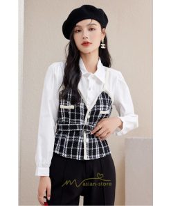 シャツ・ブラウス | ブラウス シャツ 切り替え レイヤード風 重ね着風 チェック柄 レディース 春秋  ゆったり 長袖 カジュアル 通勤 20代30代40代50代 きれいめ オシャレ