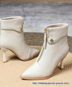 ショートブーツ | レディース 春秋ブーツ ポインテッドトゥ ブーツ ピンヒール フロントファスナー 靴 シューズ ハイヒール 黒ブーツ 30代 上品 大人 おしゃれ