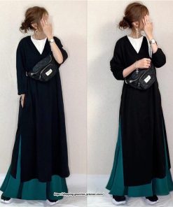 セットアップ | ワンピース スカート ロングワンピース フレアスカート 2点セット レディース 秋物 秋冬 長袖 Vネック スリット 大人 ウエストゴム ゆったり