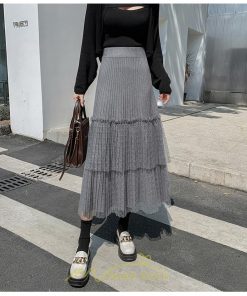 スカート | プリーツレディース ロング丈 マキシ 黒 グレー ベージュ ニット Aライン 秋冬コーデ 秋冬物 お出かけ デート 新着 普段着 旅行 女子会 新作 お呼ばれ