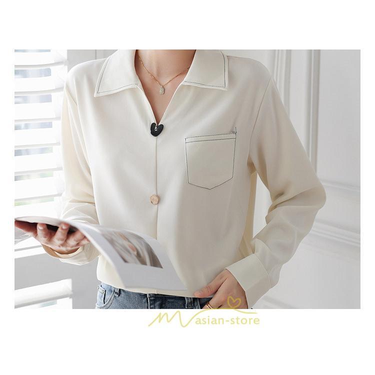 シャツ・ブラウス | ブラウス トップス レディース Vネック秋 シンプル 着回し カジュアル 通勤 オフィス お出かけ 上品 フェミニン 女子会 就活 デート お仕事 エレガント 二次会