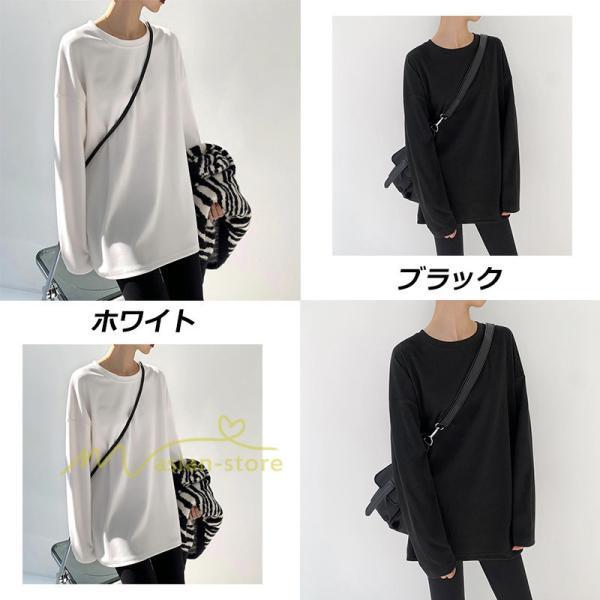 tシャツ・カットソー | 長袖tシャツ レディース クルーネック 長袖 Tシャツ ロングTシャツ 20代30代40代50代 ゆったり 体型カバー 通勤通学 お出かけ カジュアル インナー 快適 着痩せ