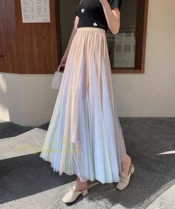 スカート | レディース チュール春夏 コーデ ウエストゴム ロングフレア着痩せ 通勤 配色 マキシ カジュアル 上品 20代30代40代50代