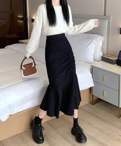 ロングスカート | マーメイドスカート秋冬 ロングスカート黒