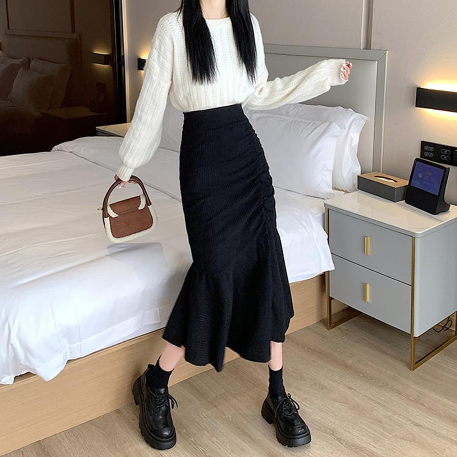 ロングスカート | マーメイドスカート秋冬 ロングスカート黒