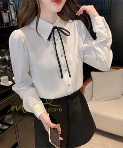 シャツ・ブラウス | ブラウス レディース きれいめ 40代 春夏秋新作 オシャレブラウス リボンネック 長袖トップス 大人 通勤OL 韓国ファッション ゆったり 50代 通学 シャツ30代