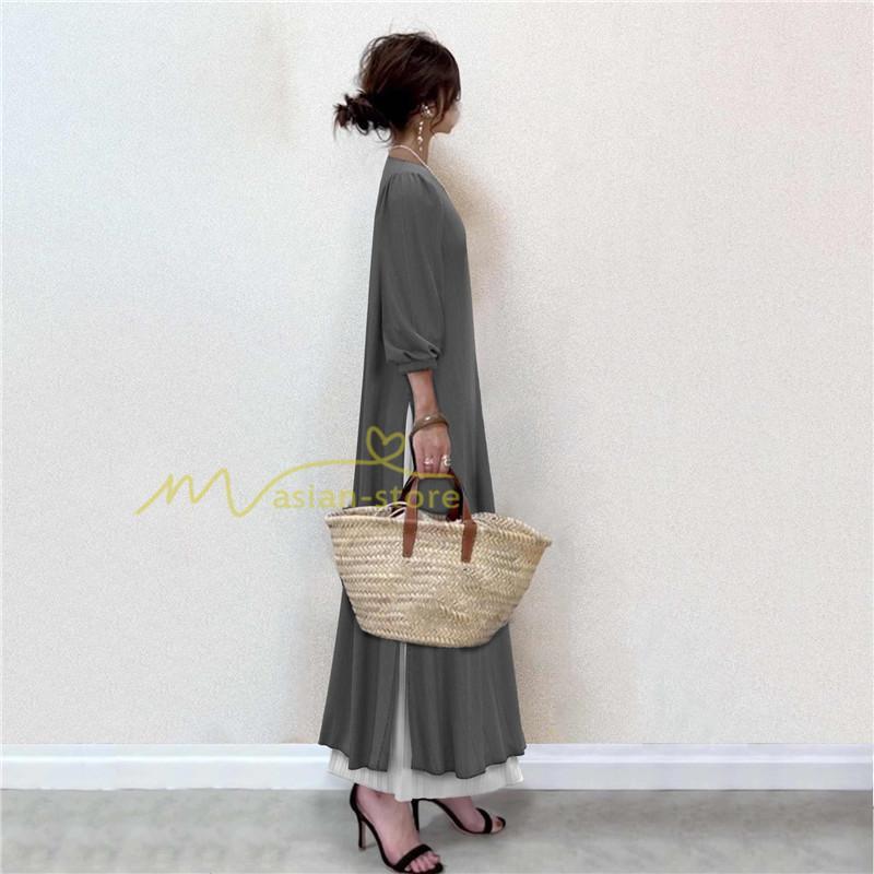 マキシ | セットアップ ワンピース スカート 2点セット 長袖 秋物 プリーツスカート Aラインワンピース 大人 30代40代50代 かわいい お呼ばれ ウエストゴム 無地