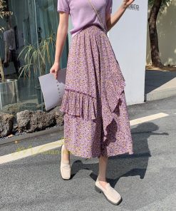 スカート | シフォンスカートマキシスカートフレアシフォンマキシ丈スカート夏 リゾートウエストゴムロングスカート結婚式 20代30代40代50代 カジュアル 不規則