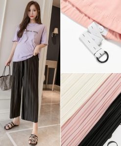 パンツ レギンス | マタニティワイドパンツ マタニティ服 プリーツパンツ ゆったり薄手 ボトムス 八分丈ズボン マタニティウェア 涼しい M L 柔らか アジャスター 3色 XXL XL