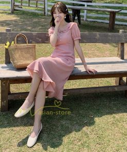 マキシ | ワンピース レディース 夏 40代 きれいめ 膝丈ワンピース 夏 半袖 ワンピ フリル ロング丈ワンピ オシャレ 着痩せ 新作 お出かけ カジュアル 通勤通学 上品 春物