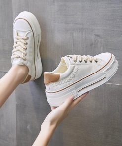 スニーカー | レディースシューズ レースアップ ローカット 厚底靴 履きやすい キャンバス カジュアルシューズ フラットシューズ