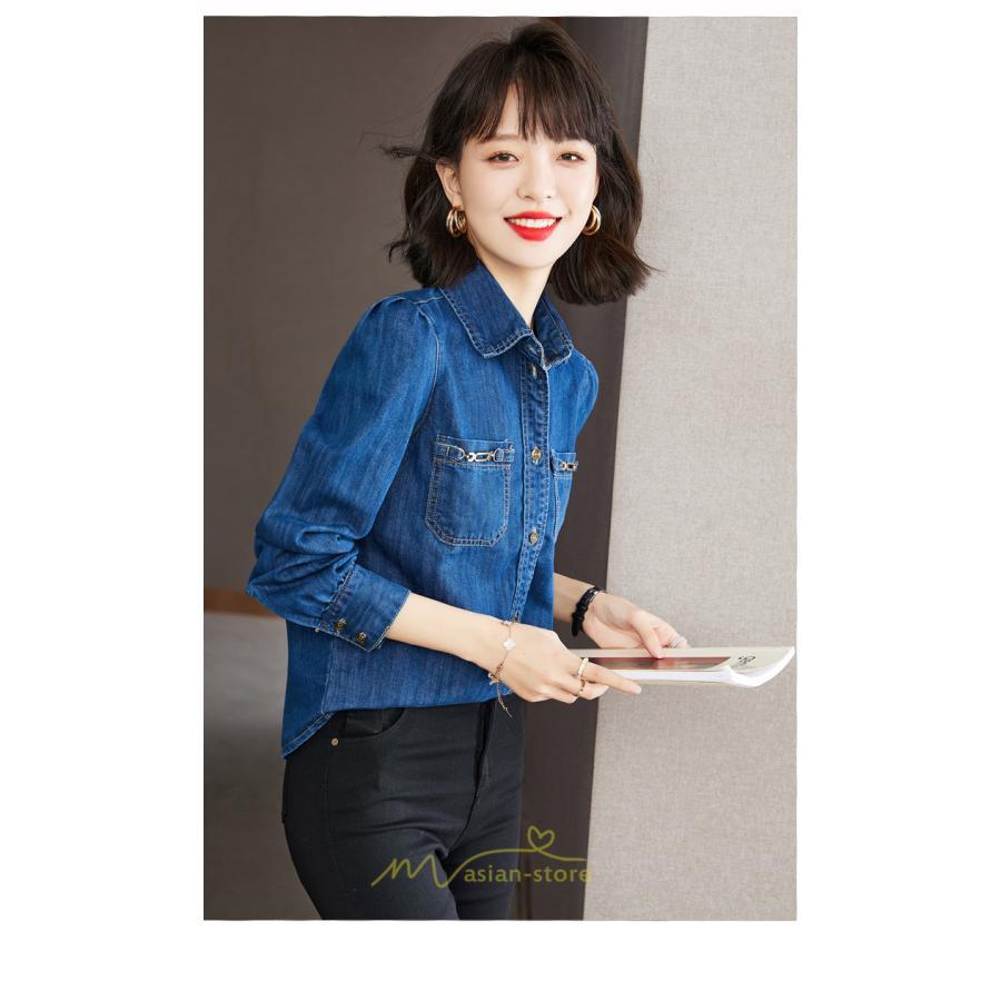 シャツ・ブラウス | デニムシャツ レディース 長袖 羽織り シャツ デニム 秋 冬 かっこいい 40代 30代 20代 おしゃれ 可愛い お出かけ オシャレ キレイめ 上品 着痩せ