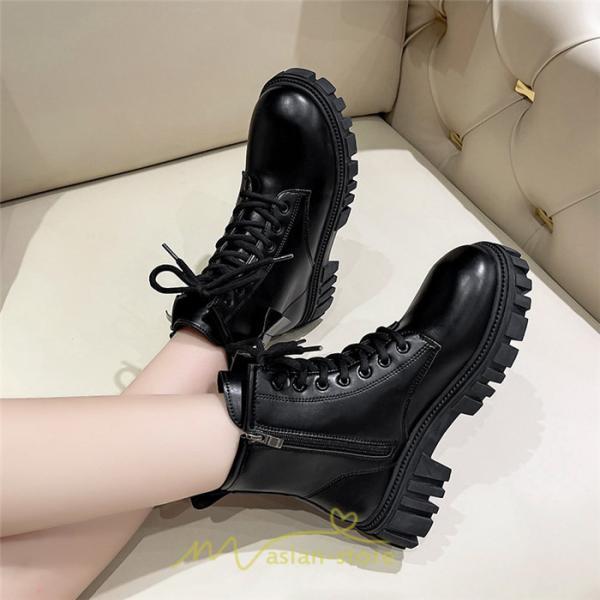 ショートブーツ | ブーツ レディース 黒 低反発 黄色 白 編み上げ 歩きやすい 足が痛くならない 厚底 おしゃれ 春 50代 40代 秋 30代 新作 20代